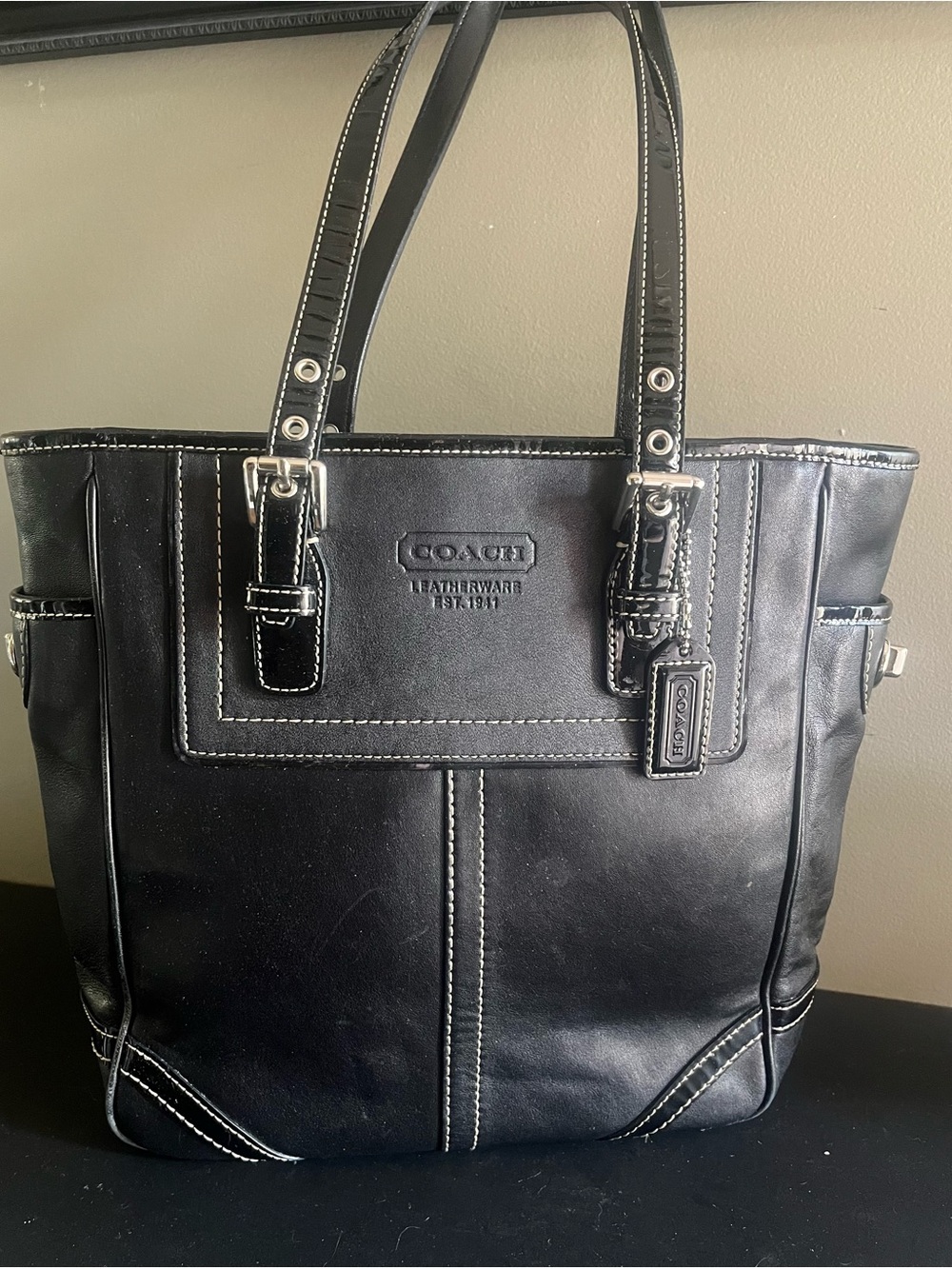 Coach black leather legacy Hampton F10412